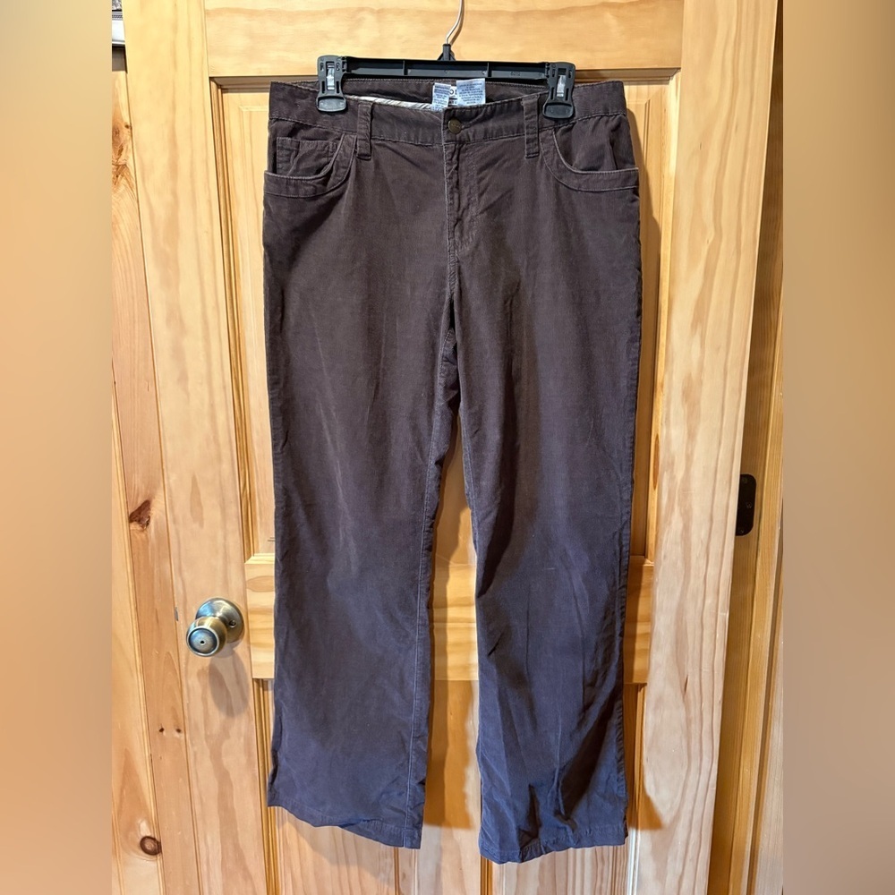 Izod Women's Brown Straight Leg Corduroy Pants Mid-Rise Stretch Casual Classic 8